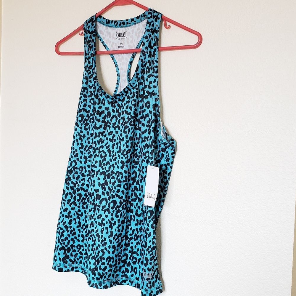 Blue/teal animal print tank top NWT